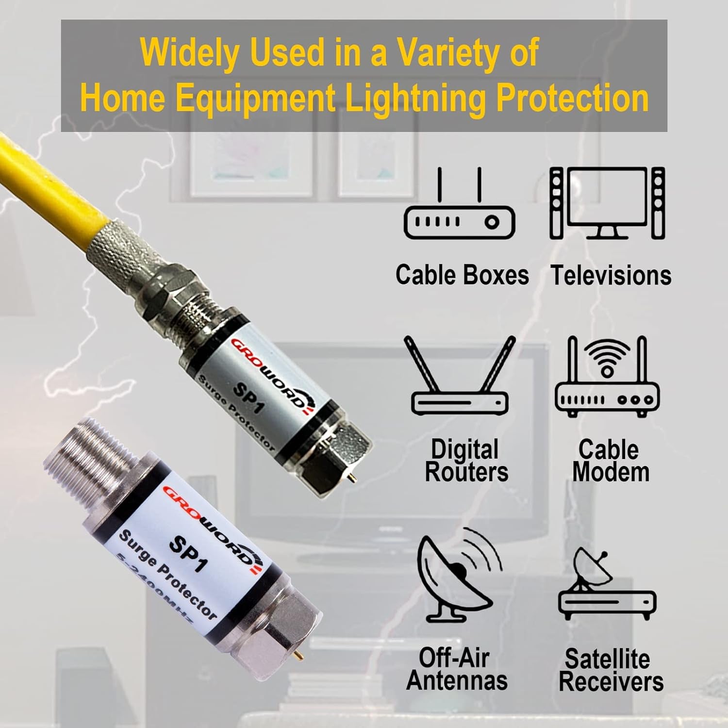 4 Pcs Coaxial Surge Lightning Protector/Surge Suppressor -For Protector Satellite In-Line, Cable Box, Distribution Amplifier - 75 Ohm 5-2400Mhz Home Cable TV Lightning Arrestor