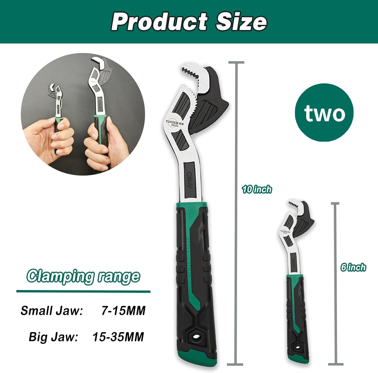 10 Inch Adjustable Wrench,Auto Size Adjusting Wrench,0.6"-1.38"(15-35Mm)Self-Adjusting Quick Wrench,Multi-Size Spring Adjustable Wrench,Auto Size Rapid Wrench for Car,Bicycle,Plumbing Repairs