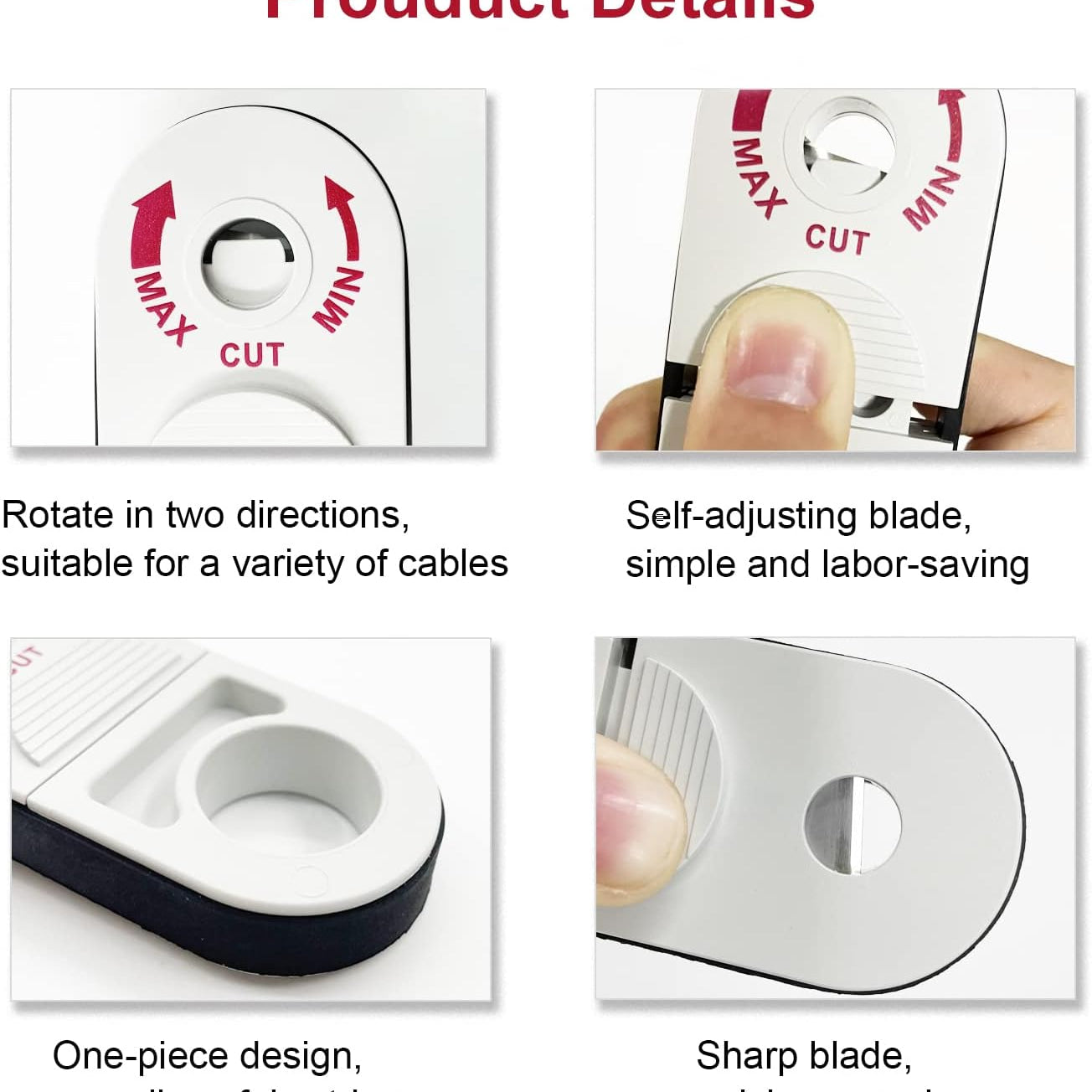 Universal Network Wire Stripping Tool for Cat5E, Cat 6, Cat 6A, Cat7, Cat 8 - Professional Coaxial Cable Stripper, and Cutters - Utp, Stp, Sftp Pocket Cable Stripper Tool（White）