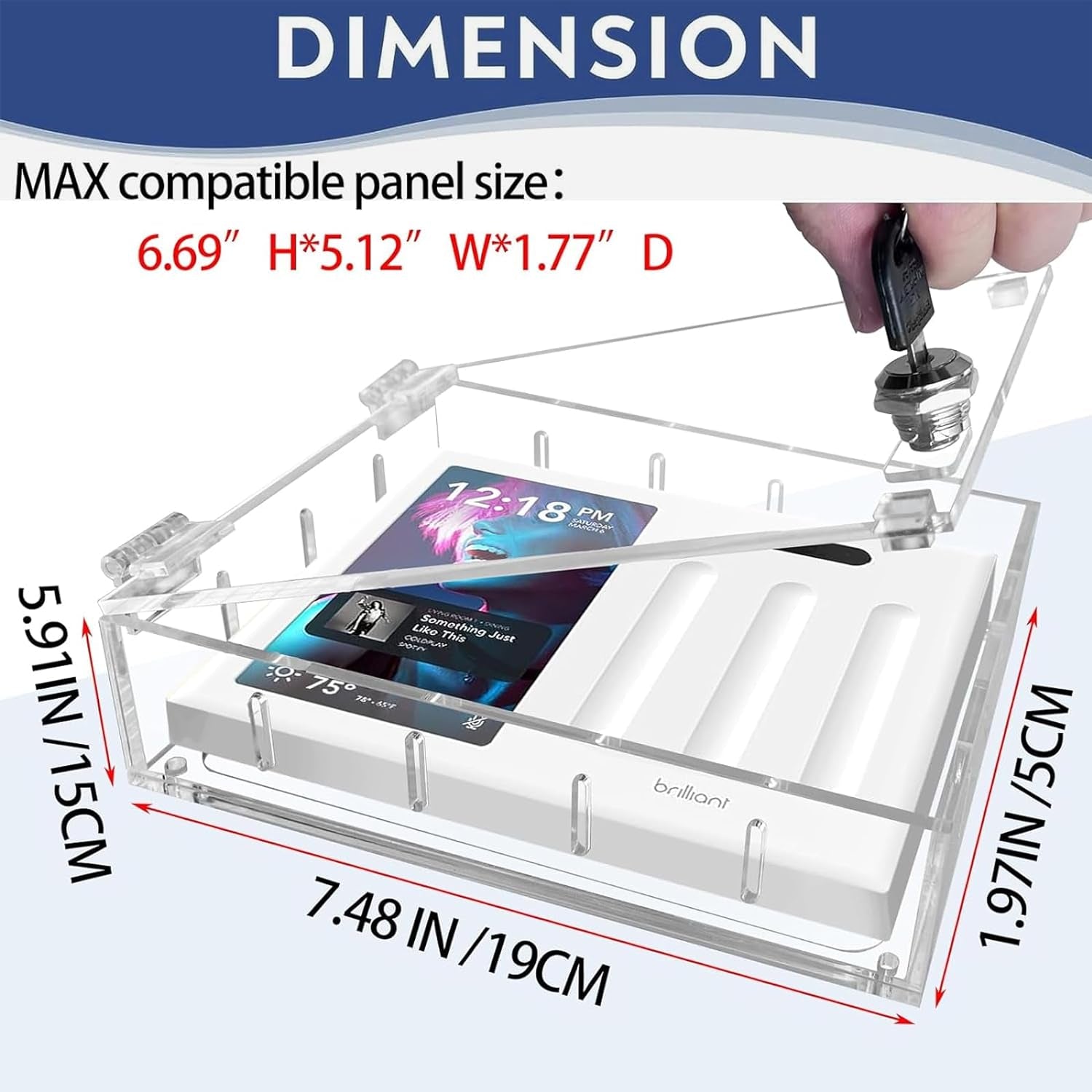 Extra Large Thermostat Lock Box, Smart Switch Panel Lock Box with Lock Fits Smart Home Control (3-Switch Panel),Smart Touch Wall Switch 6.7" H X 5.12" W X 1.77" D or Smaller (1 Pack)