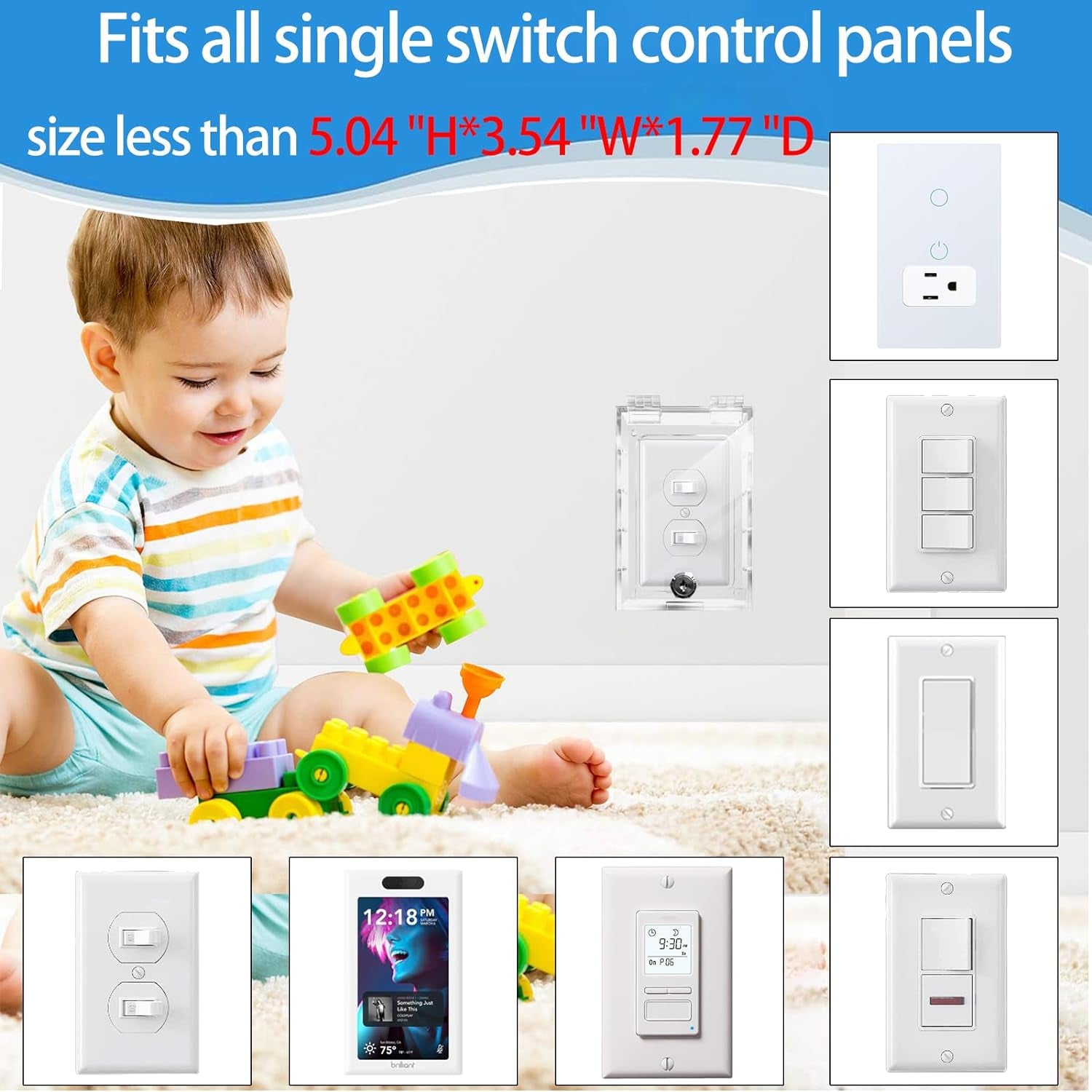 Smart Home Switch Cover,Baby Proof Light Outlet Covers,Child Safety Switch Plate Guard,Wall Plug Box,Kids Electrical Protector Box Fits All Outlet 4.95" H X 3.35" W X 1.77" D or Smaller