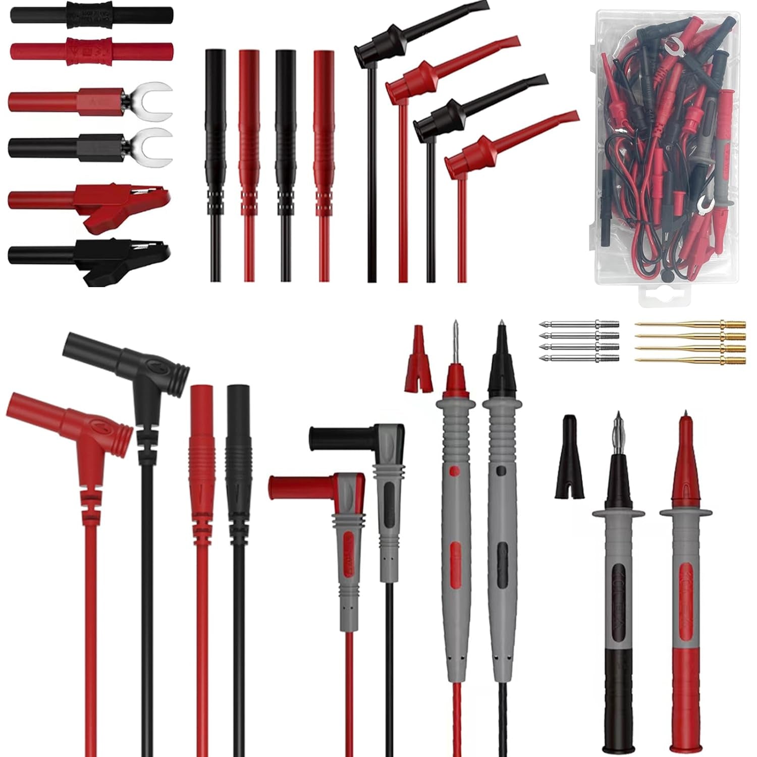 29PCS Multimeter Test Leads Kit with Alligator Clips, Banana Plug Test Leads and Test Probes 1000V 10A CAT III for Fluke/Kaiweets/Innova Multimeter/Voltmeter/Clamp Metert