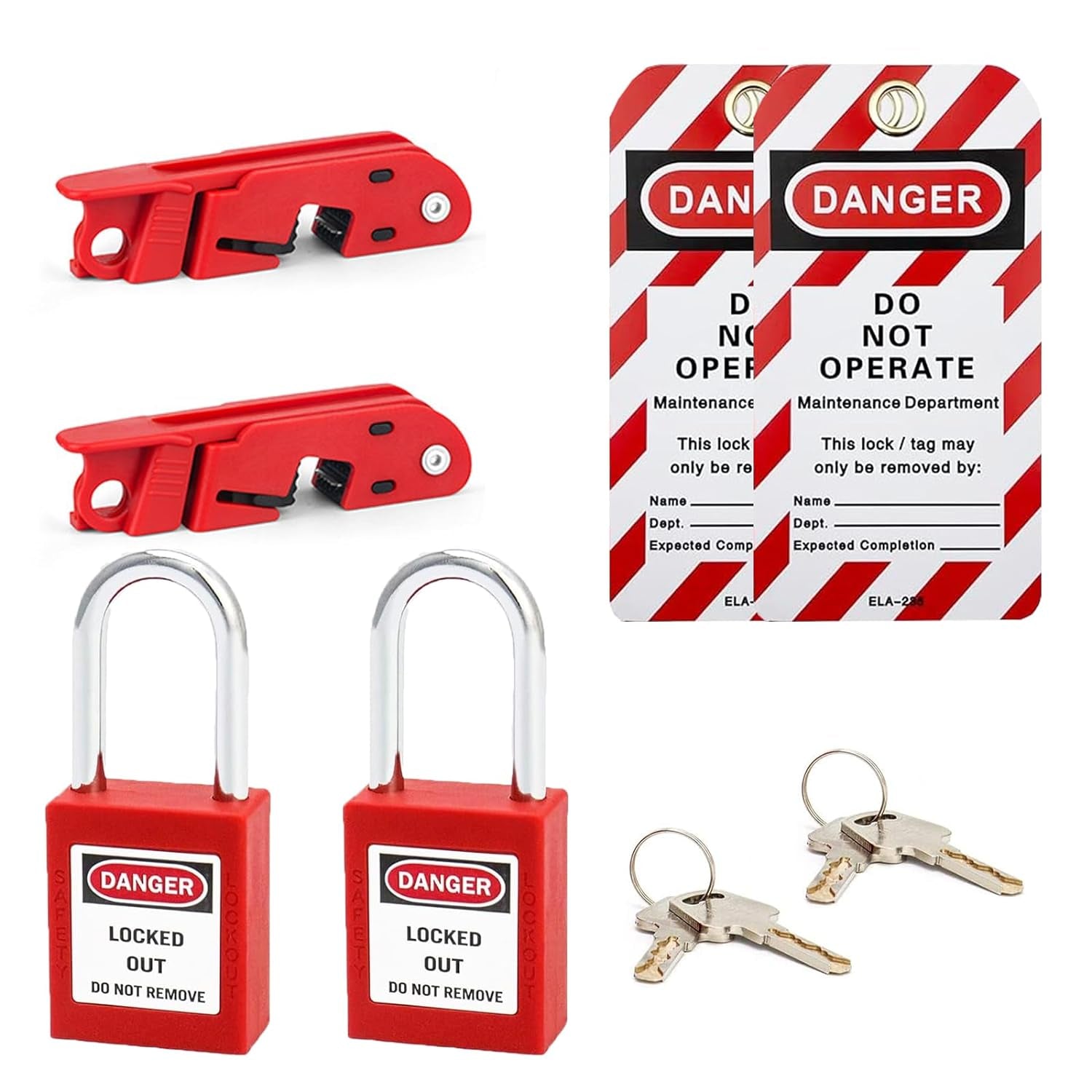 PELISPARK Circuit Breaker Lockout,Breaker Box Lock,2.92" L×0.74" W×0.82" H,Withstand 110-220Volt，Lock for Standard Single and Double Toggles,Osha Compliant (2 Sets)
