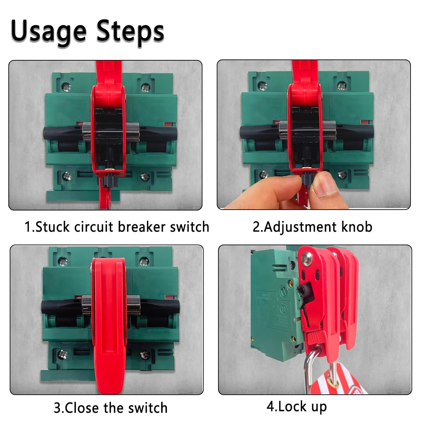 PELISPARK Circuit Breaker Lockout,Breaker Box Lock,2.92" L×0.74" W×0.82" H,Withstand 110-220Volt，Lock for Standard Single and Double Toggles,Osha Compliant (2 Sets)