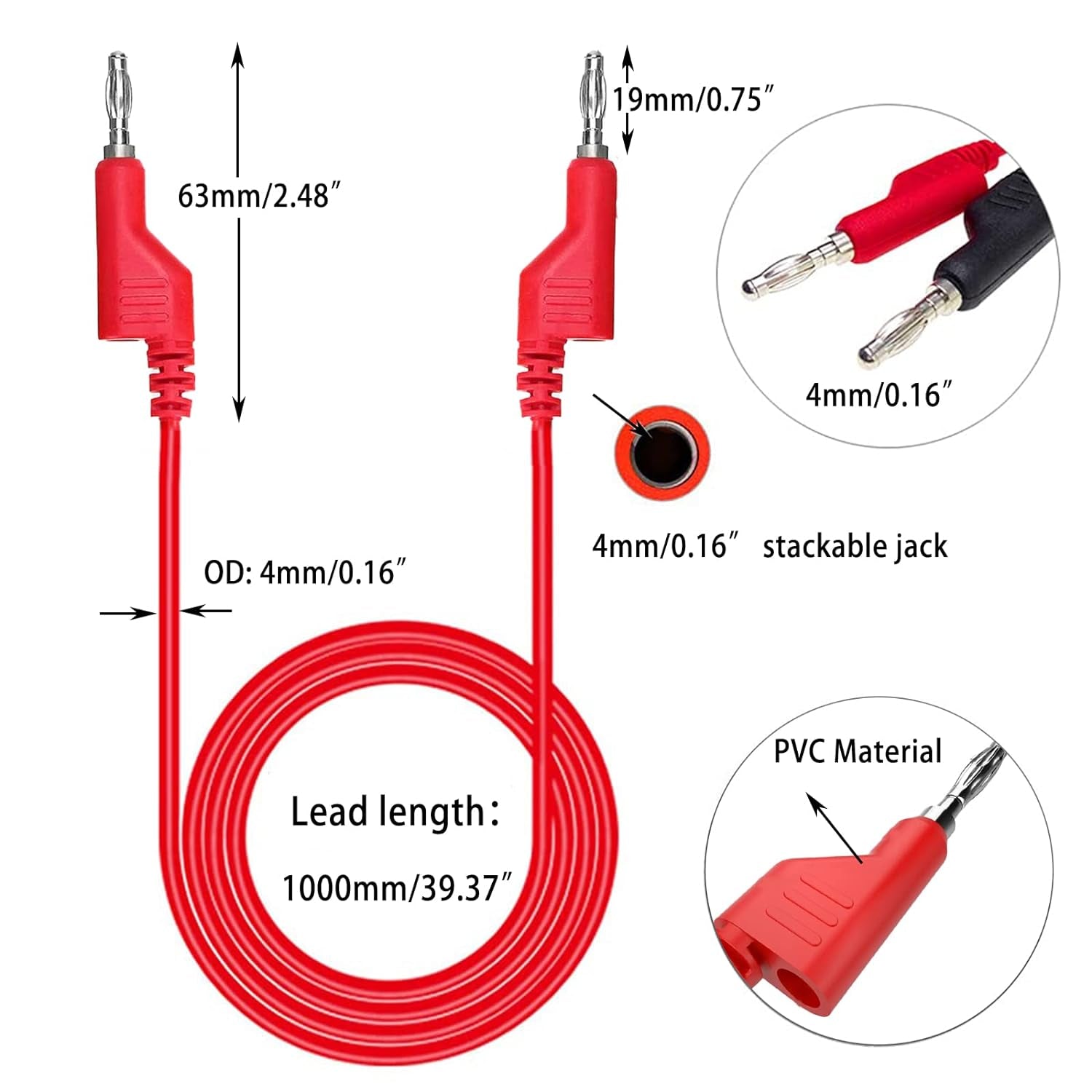 30 Pcs Banana Plug Silicone Test Leads Kit, 4Mm Stackable Banana Plug with Threading Probe, Alligator Clips, Probe Holder, Connection Hose ，Automotive Test Leads for Multimeter